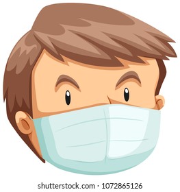 A Face of Man Wearing a Mask  illustration