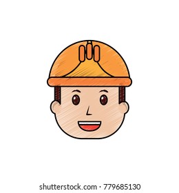 face man worker occupation with helmet protection