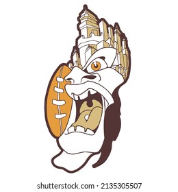 Face mascot of an american football team with city buildings as its head. Football sport illustration concept. 