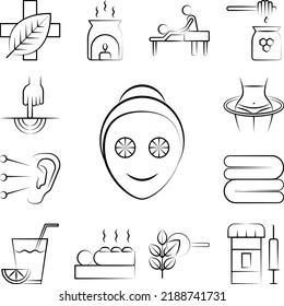 Face mask, alternative medicine icon in a collection with other items