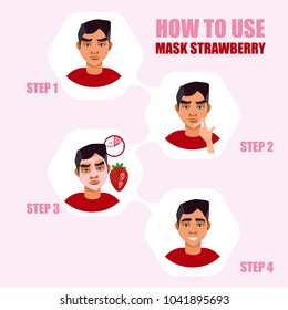 face mask. Beauty men with face mask. Different face mask moisturizing, nourishing, cleansing, rejuvenating. The stage of applying face masks.