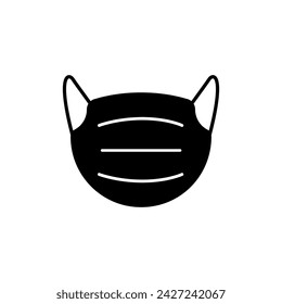 Face mask black and white flat vector icon