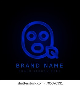Face mask blue chromium metallic logo