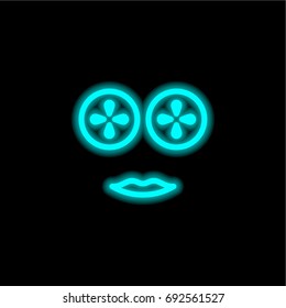 Face mask blue glowing neon ui ux icon. Glowing sign logo vector