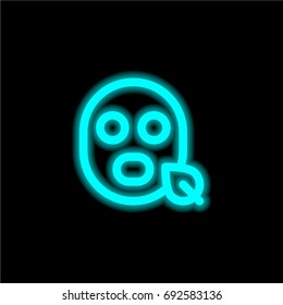 Face mask blue glowing neon ui ux icon. Glowing sign logo vector