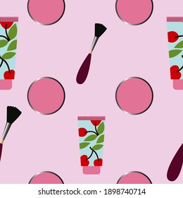 face mask and brush seamless vector repeat pattern