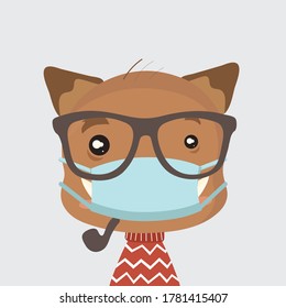 Face mask cartoon animal illustration.