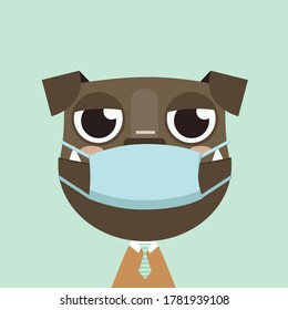 Face mask cartoon animal illustration.
