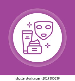 Face mask color button icon. Skin care. Moisturizing and nourishing skin. Isolated vector element. Outline pictogram for web page, mobile app, promo.