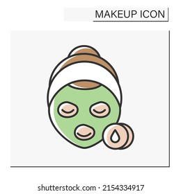  Face mask color icon. Moisturized facial mask. Spa procedure. Organic skin care.Makeup concept. Isolated vector illustration