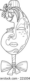 Face Mask Coloring Pages. Japanese girl