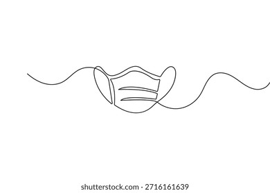 Face mask continuous one line drawing minimalist outline vector illustration