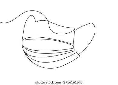 Face mask continuous one line drawing minimalist outline vector illustration