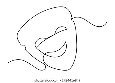 Face mask continuous one line drawing on white background