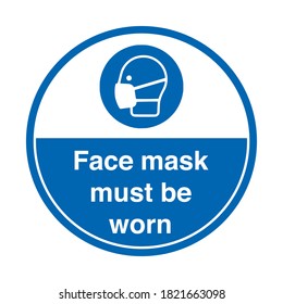 Face mask covering covid-19 sign sticker. Covid-19 social distancing facemask warning caution sign. Face mask sign for using during pandemic