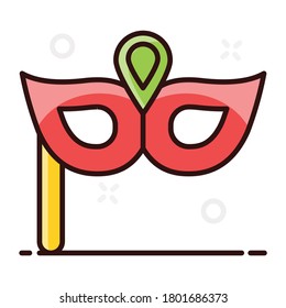 Máscara facial cubriendo el ojo, icono plano de la máscara de los accesorios oculares 