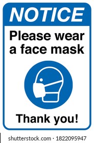 Face mask covering notice sign for covid-19 coronavirus social distancing pandemic facemask guidelines