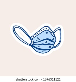 Dibujo vector de doodle codificado con máscara facial. Diseño para agitadores, afiche, publicación en medios sociales.