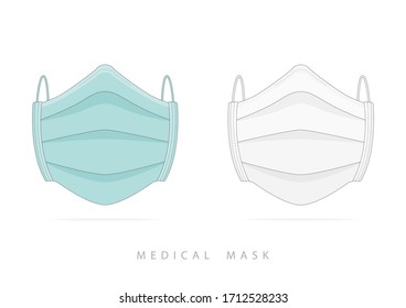 Face mask, Dentist, line icon, flat design, thin line icons, editable stroke, illustration, isolated on white background - Vector