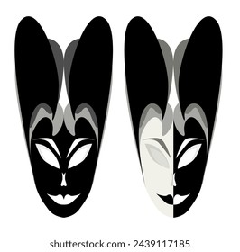 Face mask design. Beauty salon logo example. Vector set.