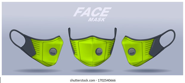 face mask design template, dust protection & breathing medical respiratory.