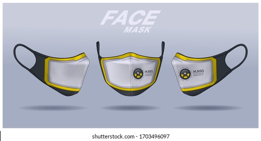 plantilla de diseño de máscara facial, protección contra el polvo y respiración de la respiración médica respiratoria.