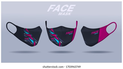 face mask design template, dust protection & breathing medical respiratory.