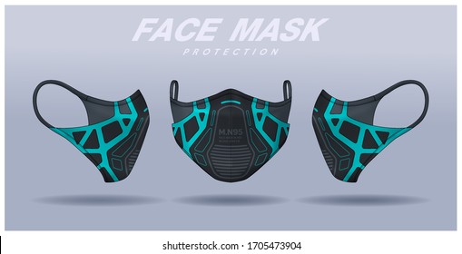 Gesichtsmaske-Design-Vorlage, Staubschutz & Atemschutz.