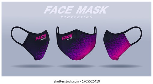 Face Mask Design Template, Dust Protection & Breathing Medical Respiratory.