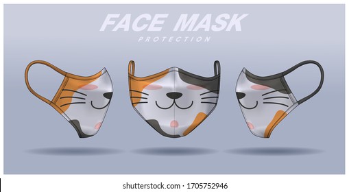 face mask design template, dust protection & breathing medical respiratory.