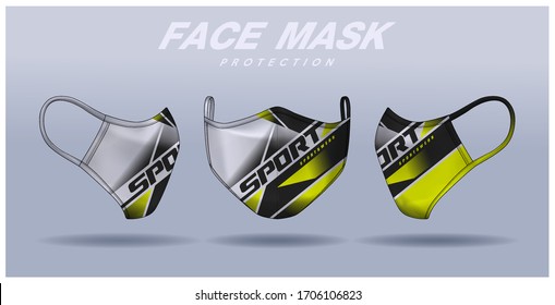 plantilla de diseño de máscara facial, protección contra el polvo y respiración de la respiración médica respiratoria.