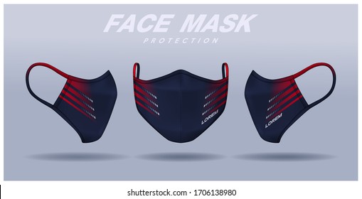 face mask design template, dust protection & breathing medical respiratory.