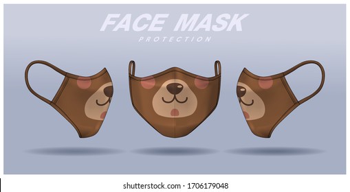 face mask design template, dust protection & breathing medical respiratory.