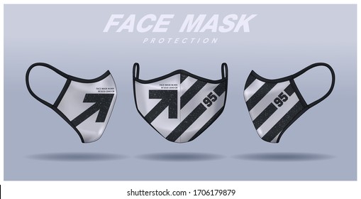 face mask design template, dust protection & breathing medical respiratory.