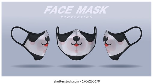 face mask design template, dust protection & breathing medical respiratory.