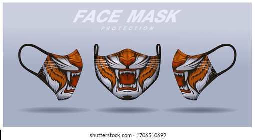 face mask design template, dust protection & breathing medical respiratory.