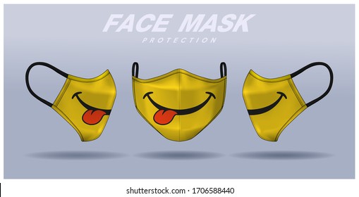 face mask design template, dust protection & breathing medical respiratory.