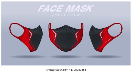 face mask design template, dust protection & breathing medical respiratory.