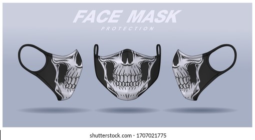 face mask design template, dust protection & breathing medical respiratory.