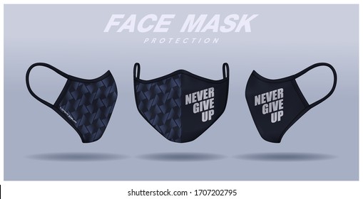 face mask design template, dust protection & breathing medical respiratory.