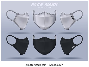 Face Mask Design Template, Dust Protection & Breathing Medical Respiratory.