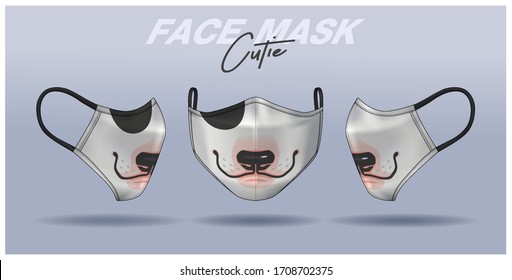 face mask design template, dust protection & breathing medical respiratory.