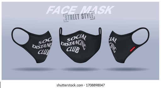 face mask design template, dust protection & breathing medical respiratory.