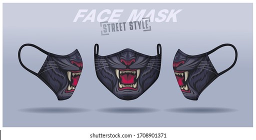 
Face Mask Design Template, Dust Protection & Breathing Medical Respiratory.