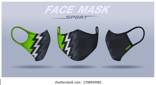 face mask design template, dust protection & breathing medical respiratory.