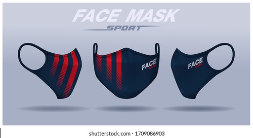 face mask design template, dust protection & breathing medical respiratory.