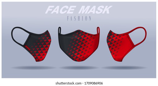 Face Mask Design Template, Dust Protection & Breathing Medical Respiratory.