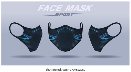 face mask design template, dust protection & breathing medical respiratory.