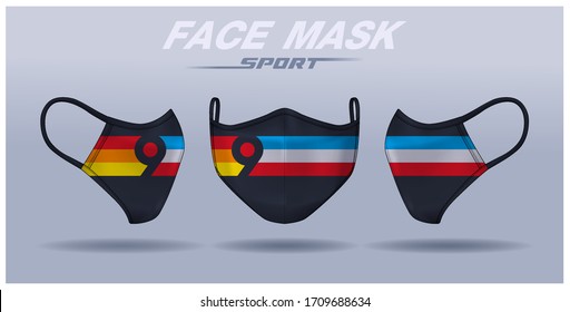 face mask design template, dust protection & breathing medical respiratory.