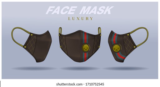 face mask design template, dust protection & breathing medical respiratory.